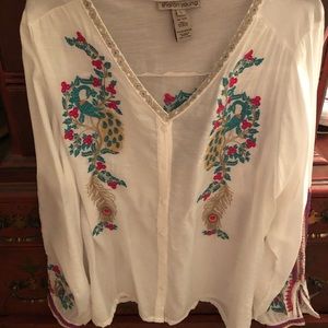BoHo chic embroidered top! Size Large!